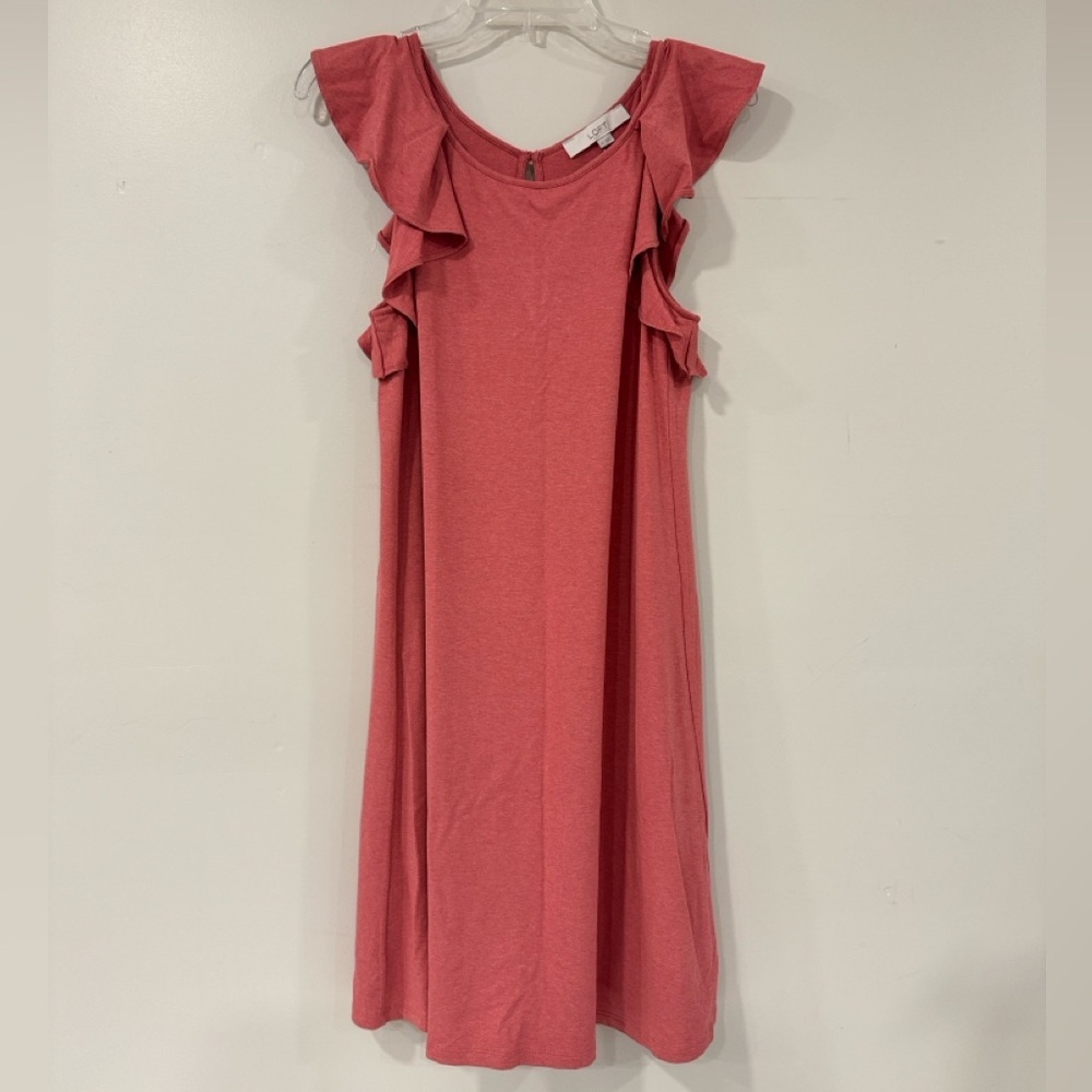 NWT LOFT Pink Ruffle Mini Dress Size Medium
